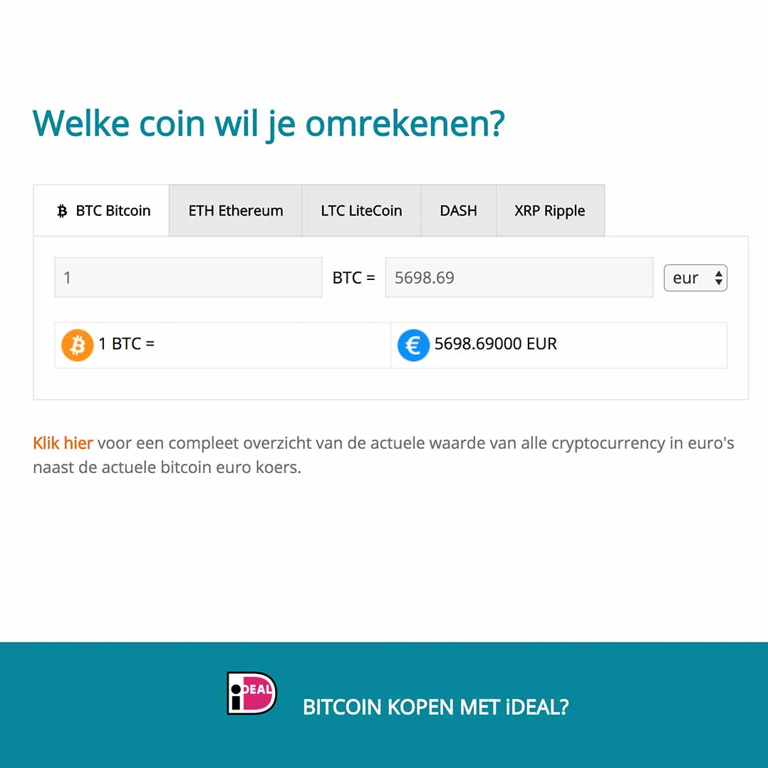 Bitcoin calculator - Bitcoin, euro en andere ...
